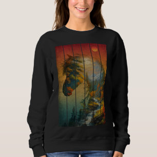 Vintage Nature Horse Landscape Scenery Sweatshirt