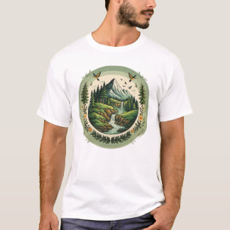 Vintage Nature Landscape Mountain Scene T-Shirt