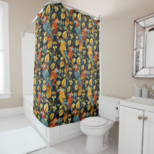 Vintage Nature Parrot Shower Curtain