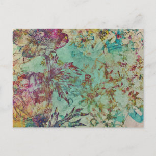 Vintage Nature Poppy Tulip Floral Abstract Garden Postcard