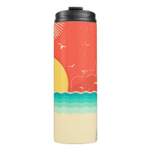 Vintage nature tropical seascape background with i thermal tumbler