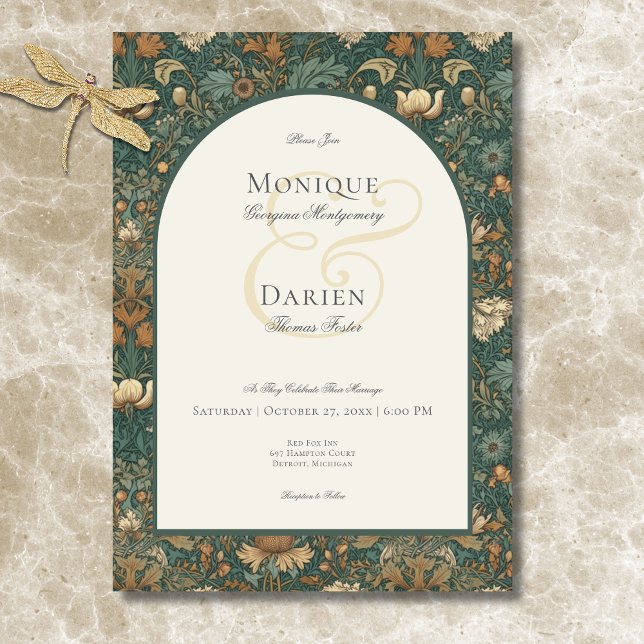 Vintage Nature William Morris Elegant Wedding Invitation (Vintage Nature William Morris Elegant Wedding Invitation)