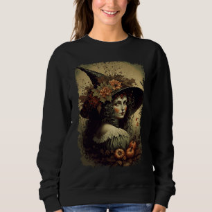Vintage Nature Witch October Halloween Illustratio Sweatshirt
