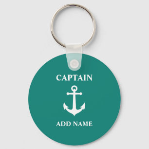 Vintage Nautical Anchor Captain Name or Boat Name Key Ring