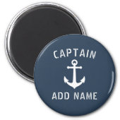 Vintage Nautical Anchor Captain or Boat Name Blue Magnet (Front)