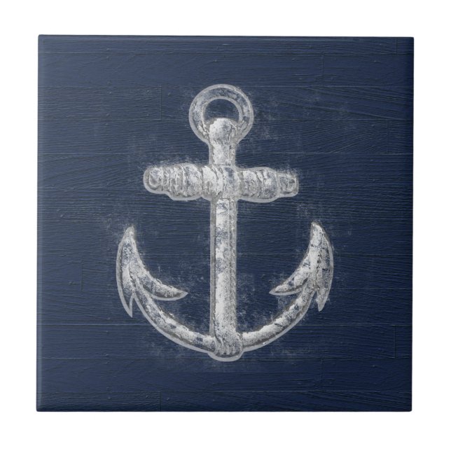 Vintage Nautical Anchor Ceramic Tile (Front)