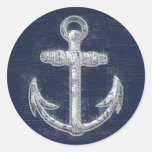 Vintage Nautical Anchor Classic Round Sticker