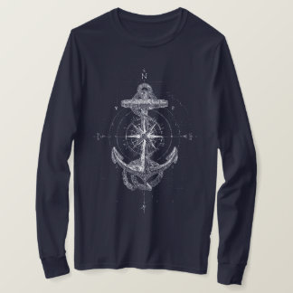 Vintage Nautical Anchor Compass Rose Marine T-Shirt