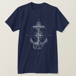 Vintage Nautical Anchor Compass Rose Marine T-Shirt
