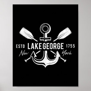 Vintage Nautical Anchor Cross Oars Lake George New Poster