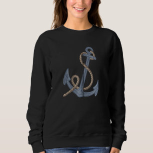 Vintage Nautical Anchor Cute Retro Sailing  Zip Sweatshirt