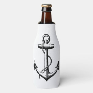 Vintage Nautical Anchor Illustration Bottle Cooler