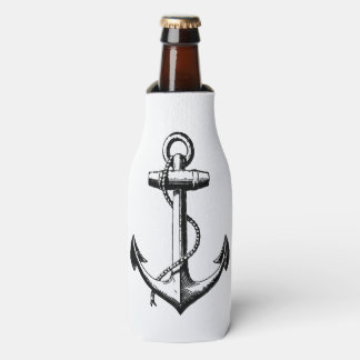 Vintage Nautical Anchor Illustration Bottle Cooler