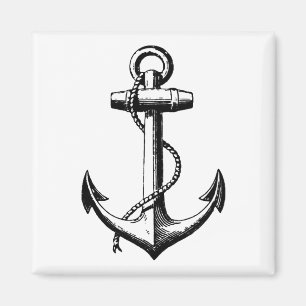 Vintage Nautical Anchor Illustration Magnet