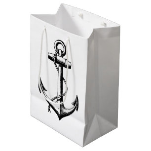 Vintage Nautical Anchor Illustration Medium Gift Bag
