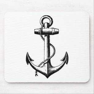 Vintage Nautical Anchor Illustration Mouse Pad
