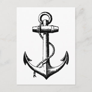 Vintage Nautical Anchor Illustration Postcard