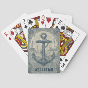 Vintage Nautical Anchor Personalized Playing Cards