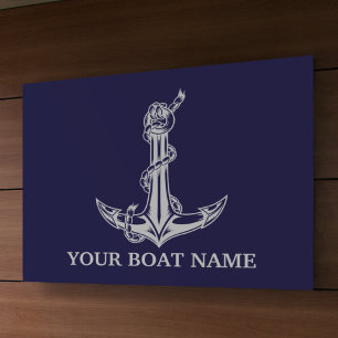 Vintage Nautical Anchor Rope Boat Name Banner