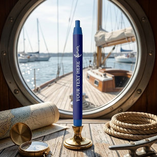 Vintage Nautical Anchor Rope Boat Name Blue Ink Pen
