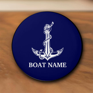 Vintage Nautical Anchor Rope Boat Name Ceramic Knob