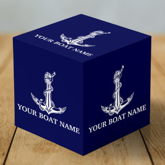 Vintage Nautical Anchor Rope Boat Name Cube