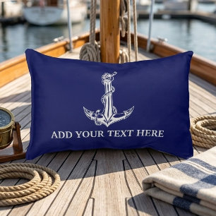 Vintage Nautical Anchor Rope Boat Name Decorative Cushion