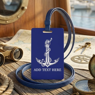 Vintage Nautical Anchor Rope Boat Name ID Badge