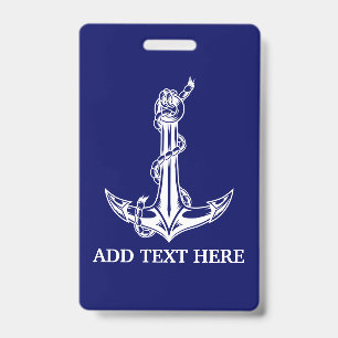 Vintage Nautical Anchor Rope Boat Name ID Badge