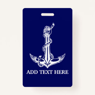 Vintage Nautical Anchor Rope Boat Name ID Badge