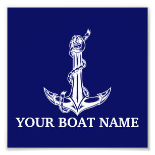 Vintage Nautical Anchor Rope Boat Name Photo Print