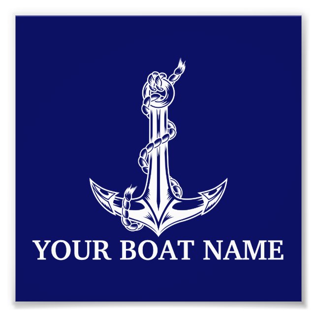 Vintage Nautical Anchor Rope Boat Name Photo Print (Front)