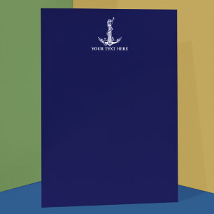 Vintage Nautical Anchor Rope Boat Name Stationery