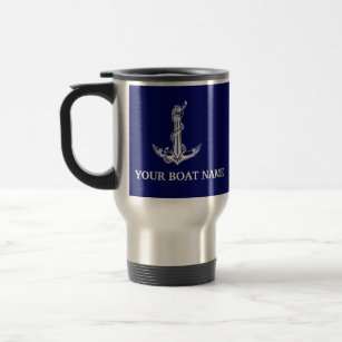Vintage Nautical Anchor Rope Boat Name Travel Mug