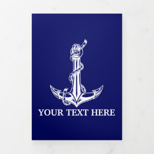 Vintage Nautical Anchor Rope Boat Name Tri-Fold Card