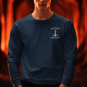 Vintage Nautical Anchor Rope Captain Name T-Shirt