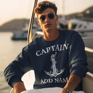 Vintage Nautical Anchor Rope Captain Name T-Shirt Sweatshirt