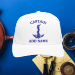 Vintage Nautical Anchor Rope Captain Trucker Hat<br><div class="desc">Vintage Nautical Anchor Rope Captain Name Design for Boat Lovers.</div>