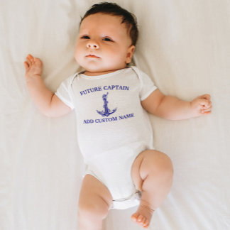 Vintage Nautical Anchor Rope Future Captain Name Baby Bodysuit
