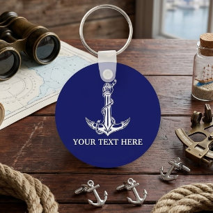 Vintage Nautical Anchor Rope Your Text Here Key Ring
