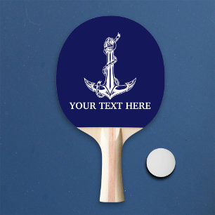 Vintage Nautical Anchor Rope Your Text Here Ping Pong Paddle