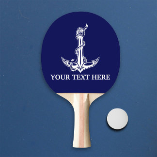 Vintage Nautical Anchor Rope Your Text Here Ping Pong Paddle
