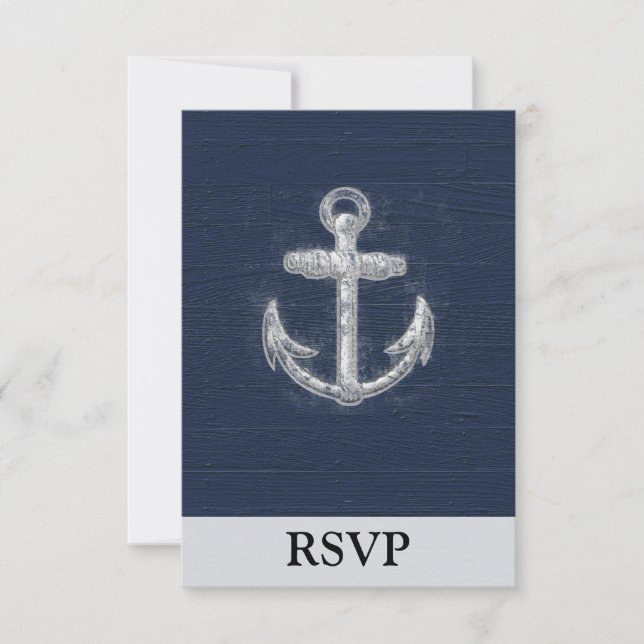 Vintage Nautical Anchor RSVP Card (Front)