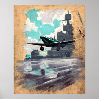 Vintage Nautical Aviation Art Poster