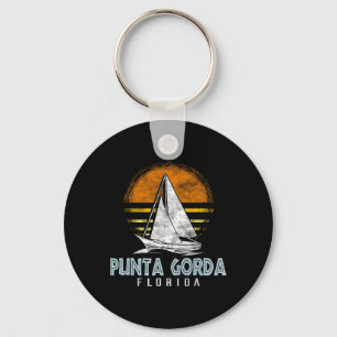 Vintage Nautical Boat Design Punta Gorda Florida Y Key Ring