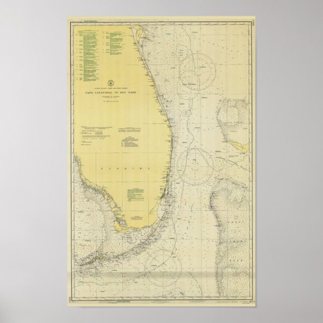 Vintage Nautical Chart Map of Florida (Front)
