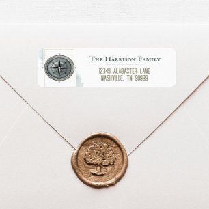 Vintage Nautical Compass Return Address Label
