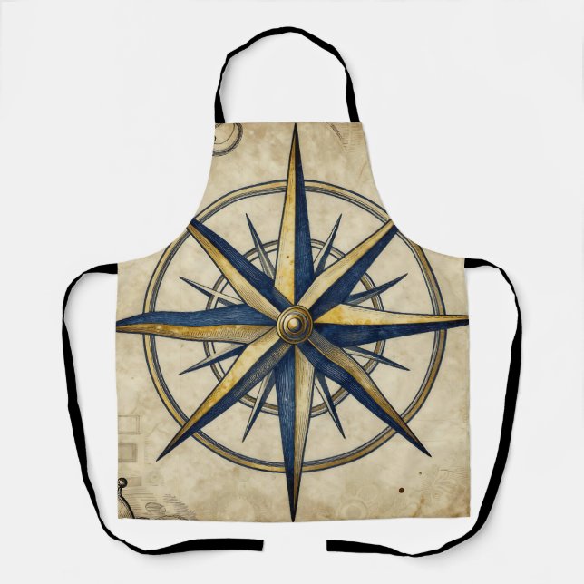 Vintage Nautical Compass Rose Apron (Front)