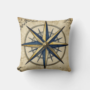 Vintage Nautical Compass Rose Cushion