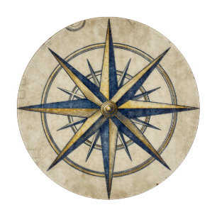 Vintage Nautical Compass Rose Cutting Board